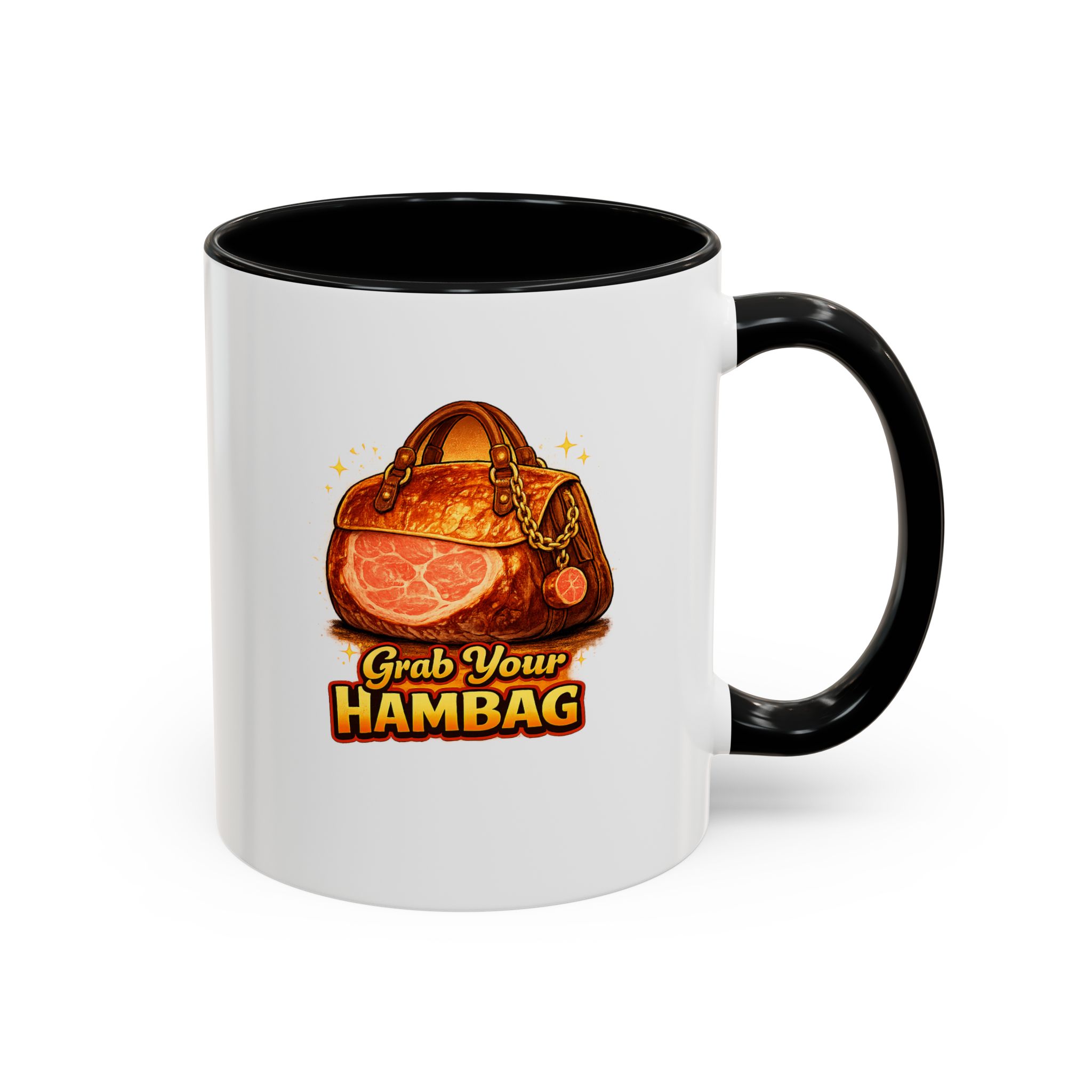 Grab Your Hambag Coffee Mug — Funny Food Pun Accent Mug (11oz)